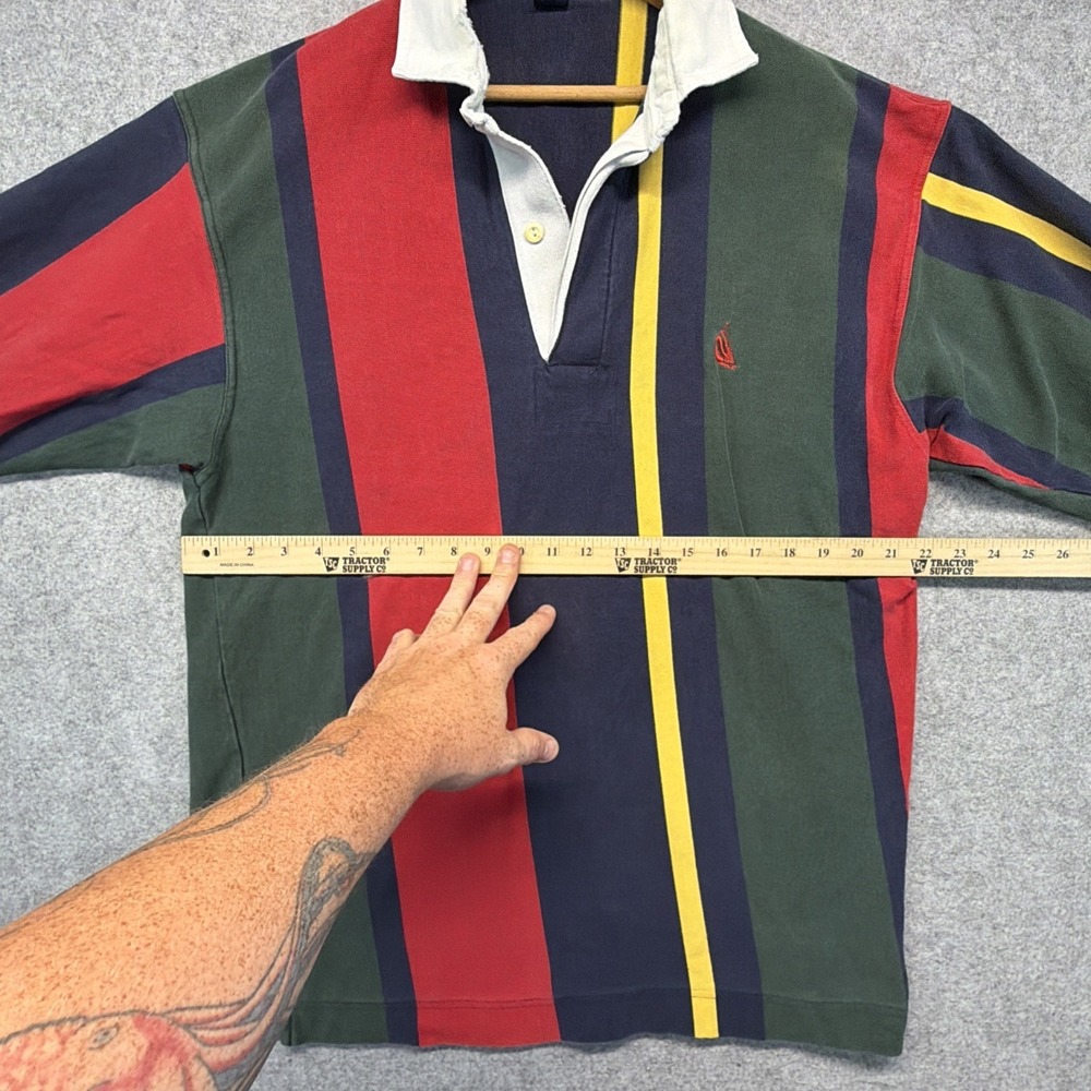 Nautica Polo Shirt Men XL Multicolor Striped Rugby Long Sleeve Color Block - Picture 5 of 7